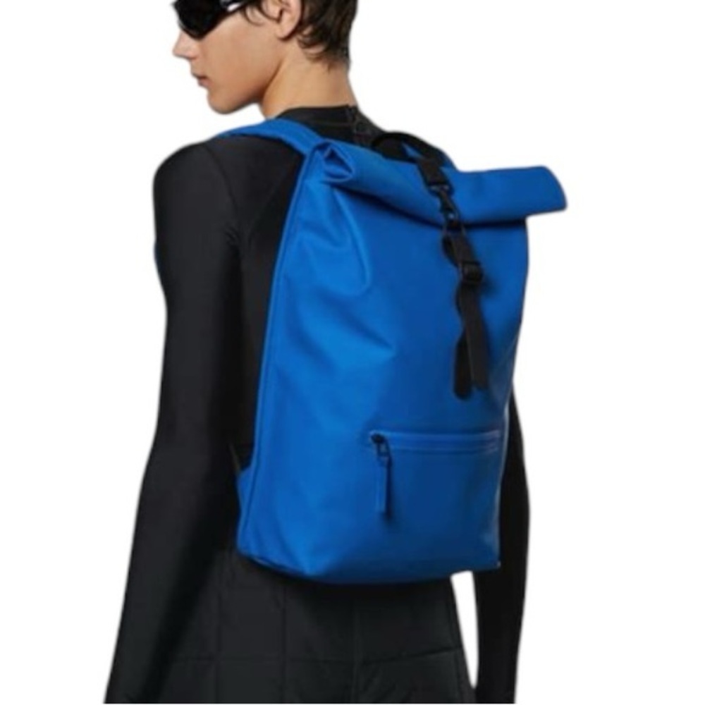 Rains Waterproof Rolltop Rucksack in Waves